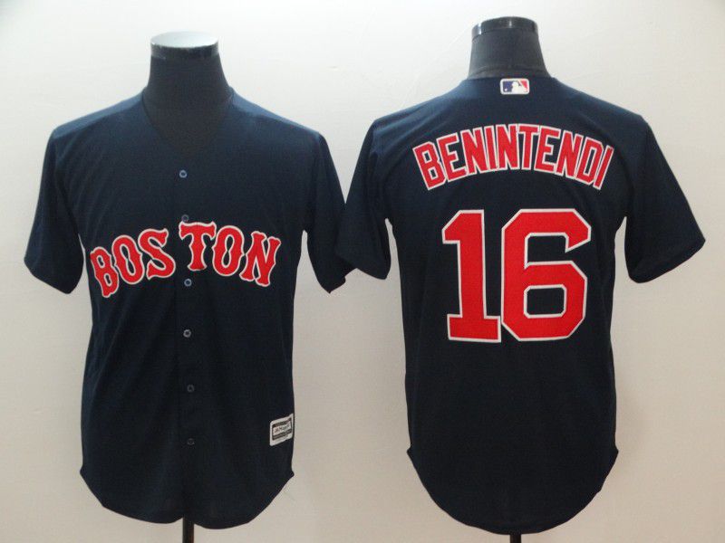 Men Boston Red Sox 16 Benintendi Blue Game MLB Jerseys